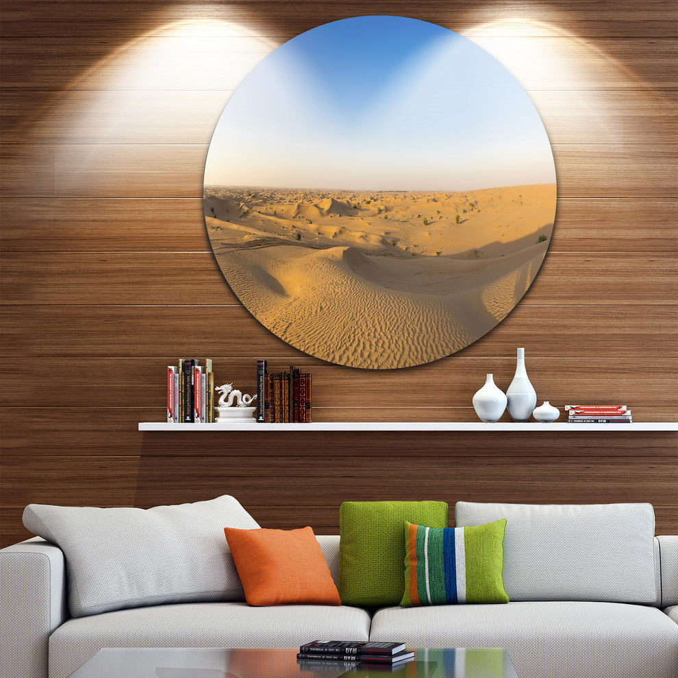 Sand Dunes Desert In Dubai, Landscape Round Wall Art, 36"