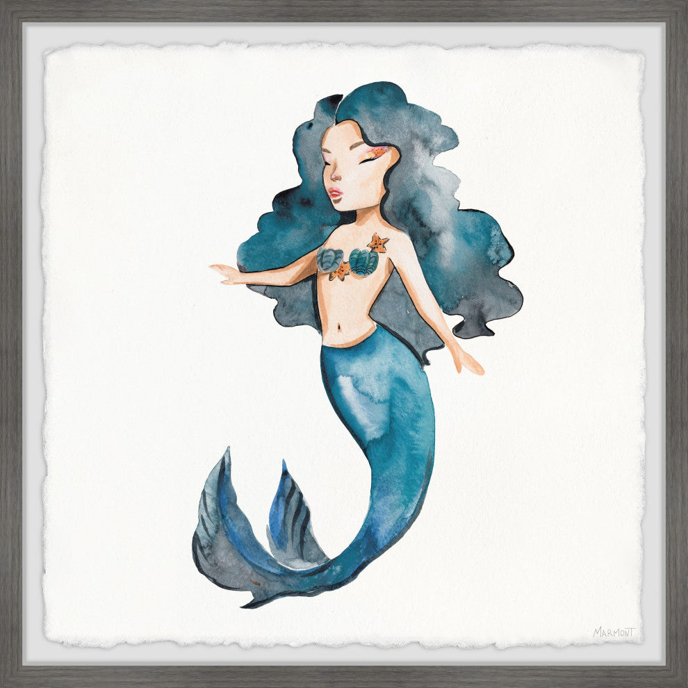 "Mermaid Vibes" Framed Painting Print, 32x32