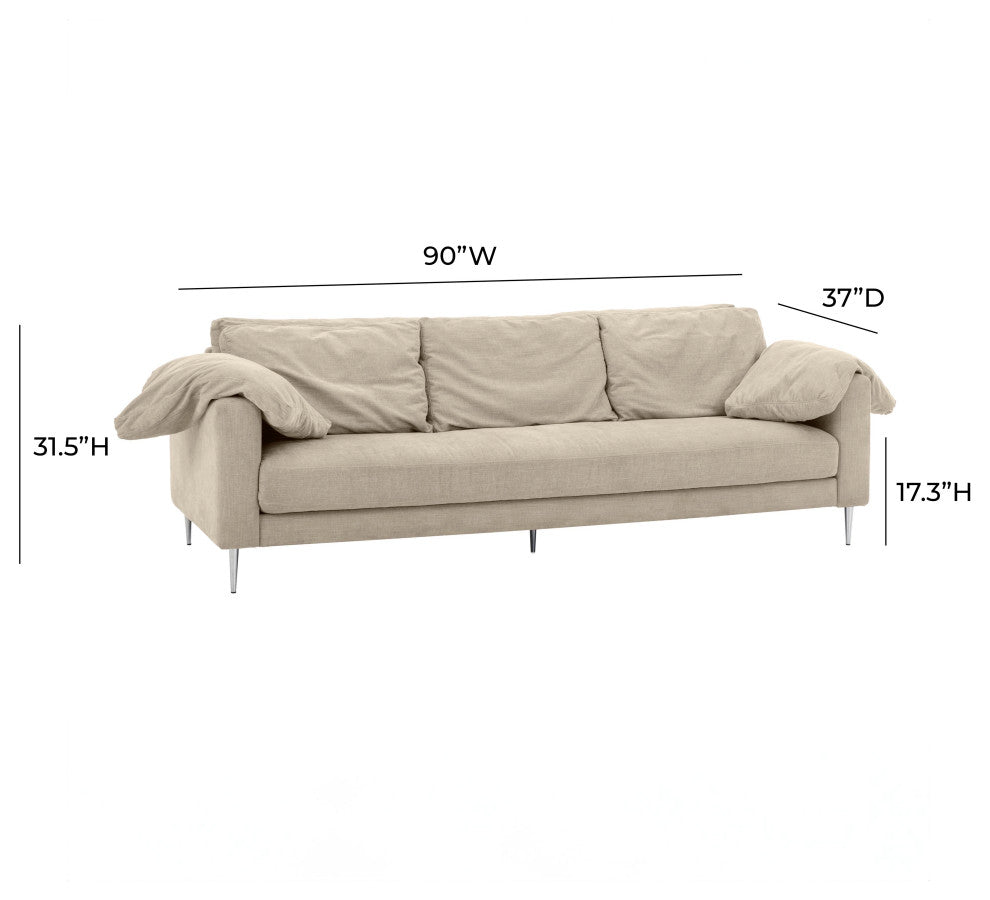 Vari Textured Velvet Lounge Sofa, Beige