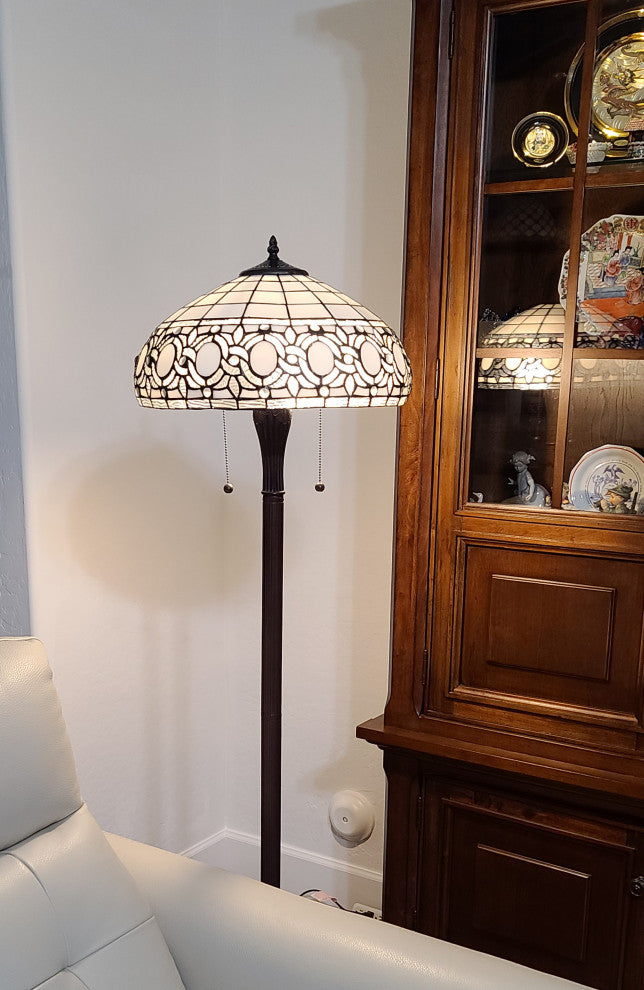 Tiffany Style 2 Light Old Fashioned Floor Lamp, 62" Tall