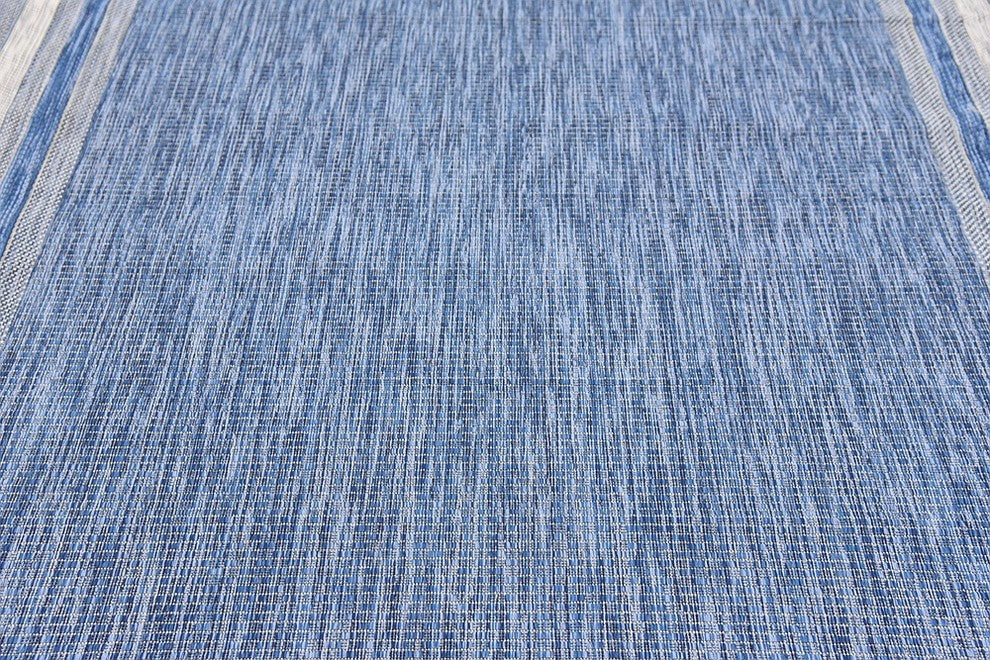Unique Loom Blue Soft Border Outdoor 6' 0 x 9' 0 Area Rug