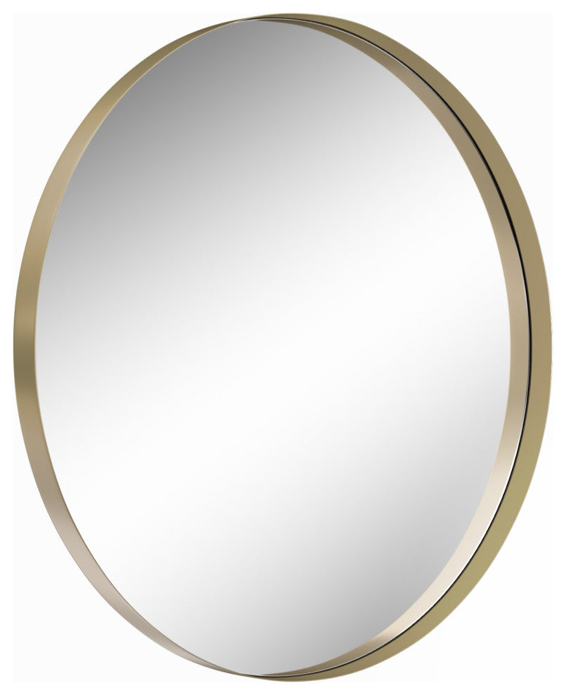 Round Framed Wall Mounted Bathroom Vanity Mirror, Gold, 32x32