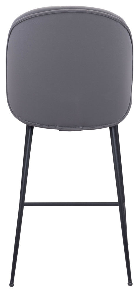 Counter Stool Chair, Steel Metal, Fabric, Gray, Black, Kitchen Cafe Bistro