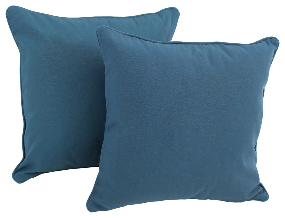 18" Double-Corded Solid Twill Square Throw Pillows, Set of 2, Indigo