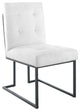 Privy Black Stainless Steel Upholstered Fabric Dining Chair Black White