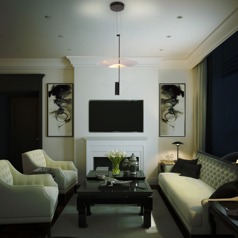 Positano 20" ETL Certified Integrated LED Pendant Fixture, Black