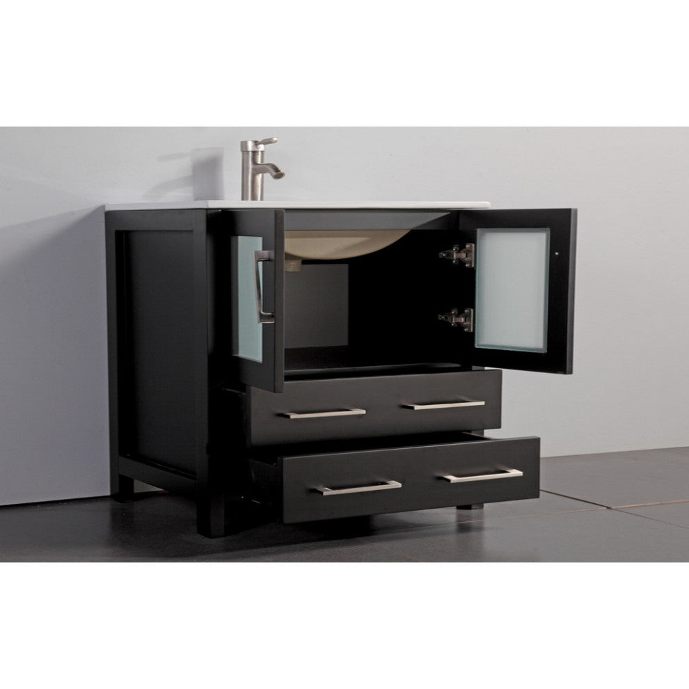 Vanity Art Vanity Set With Ceramic Top, 48", Espresso, Led Sensor-Switch Mirror