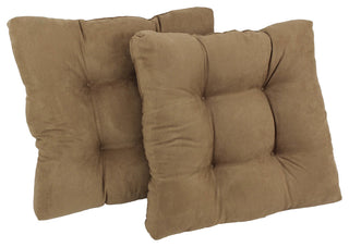 19" Squared Microsuede Tufted Dining Chair Cushion, Set of 2, Java
