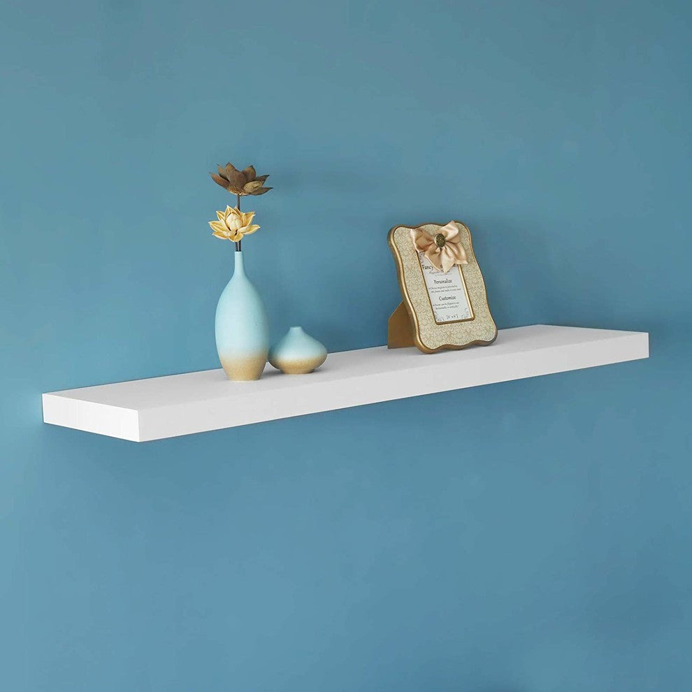 11.81" Depth Grande Floating Wall Shelves, White, 47.24"
