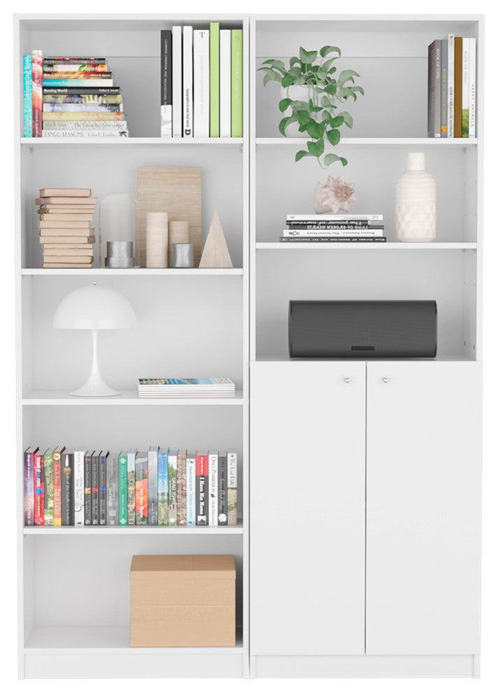 Paonia 2 Piece Living Room Set with 2 Bookcases, White