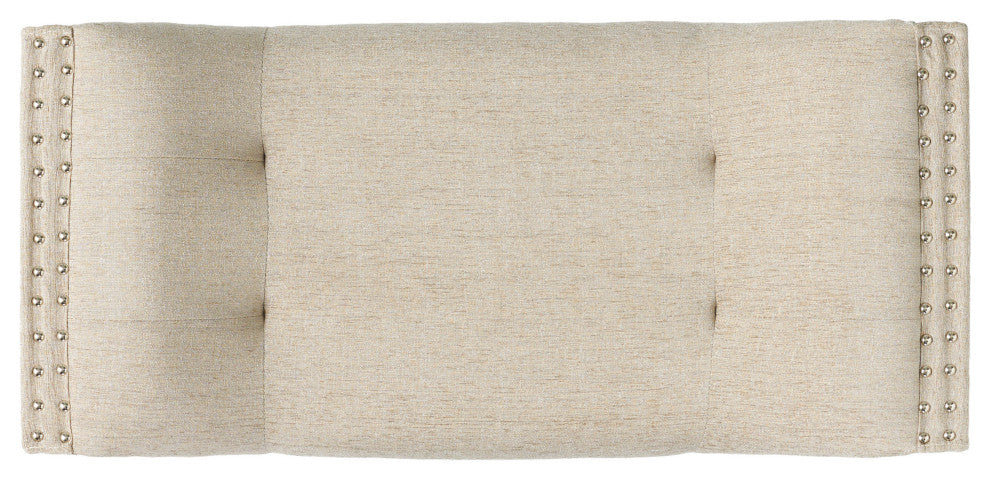 Hariata Contemporary Fabric Tufted Ottoman Bench, Beige