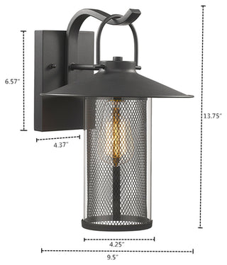 Elijah 1-Light Textured Black Outdoor Wall Sconce 14"