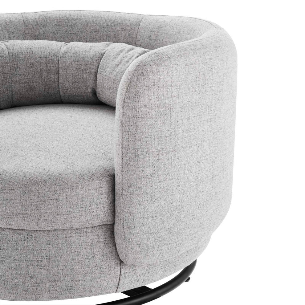 Armchair Swivel Accent Chair, Black Gray, Fabric, Modern, Cafe Hospitality