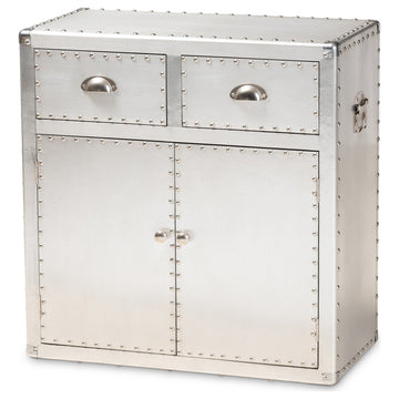 Baxton Studio Serge French Industrial Silver Metal 2-Door Accent Storage Cabinet