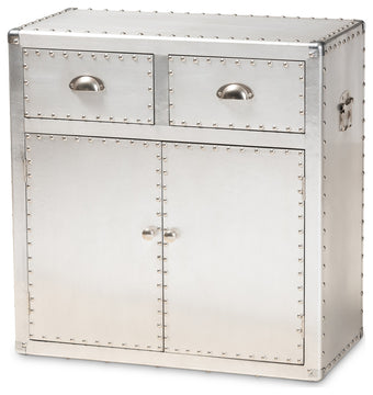 Baxton Studio Serge French Industrial Silver Metal 2-Door Accent Storage Cabinet