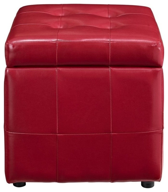 Modern Contemporary Living Room Storage Ottoman Red
