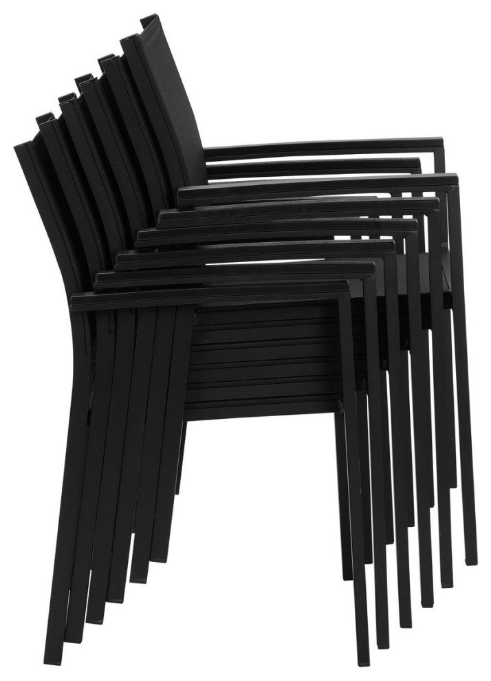 Benzara BM287826 Fifi 21" Set of 6 Dining Chairs, Black Aluminum Frame