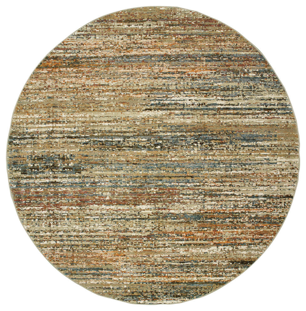 Oriental Weavers Atlas Collection Gold/ Green Abstract Indoor Area Rug 7'10" RND