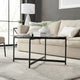 Round Contemporary Marble Finish Veneer Top Black Coffee Table, Black/Black