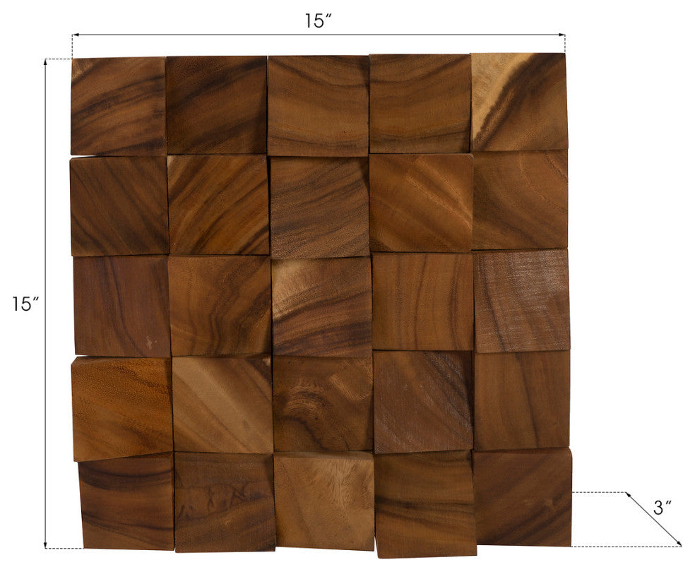 Blocks Wall Tile, Chamcha Wood, Natural