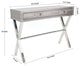 Silver Lizard Leather Console Table With Stainless Steel Legs