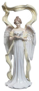 Angel Facing Front Holding Dove, Blue Dress, Angels, Fine Porcelain Sculpture