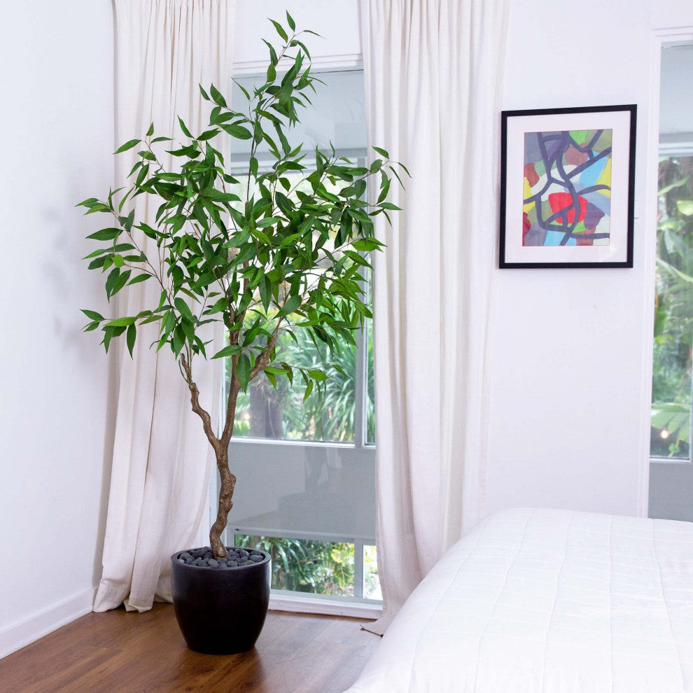 7ft. Artificial Long Leaf Greco Eucalyptus Tree With Real Touch Leaves