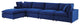 Sectional Sofa Set, Velvet, Blue Navy, Modern, Living Lounge Hotel Hospitality