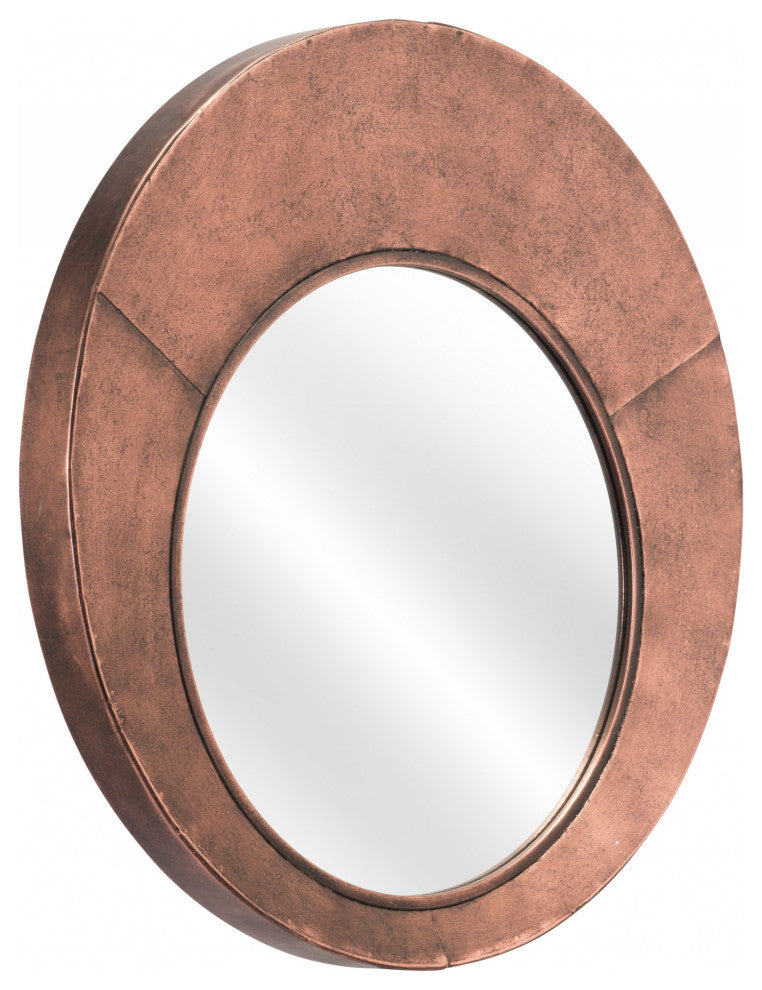 Contemporary Copper Round Mirror