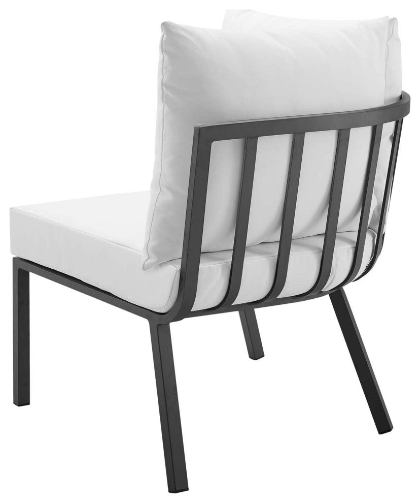 Lounge Sectional Sofa Chair Set, Aluminum, Metal, Gray White, Outdoor