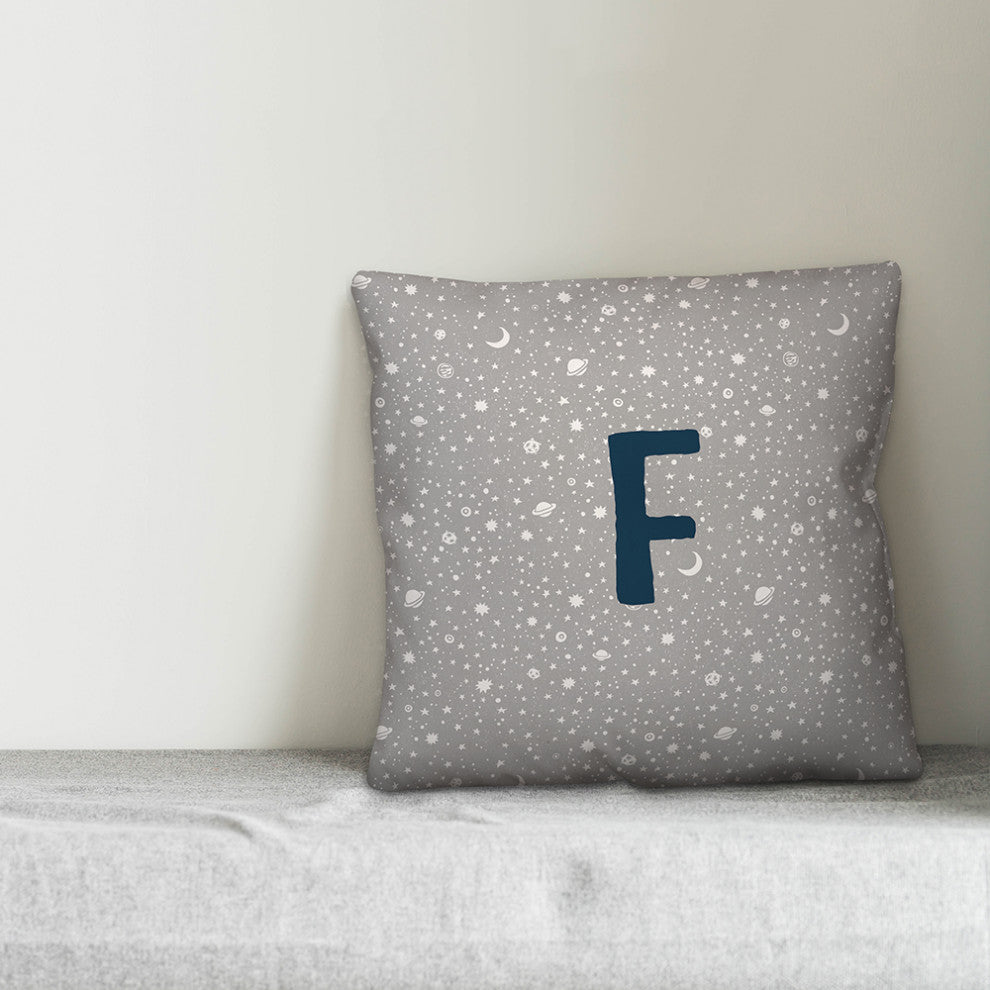 Monogram F Space Doodle 16x16 Spun Poly Pillow