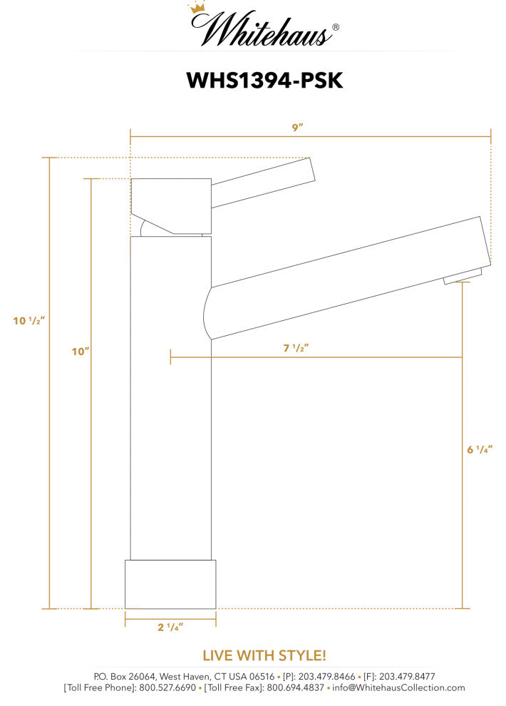 Waterhaus Solid Stainless Steel, Single Hole, Brushed Stainless Steel