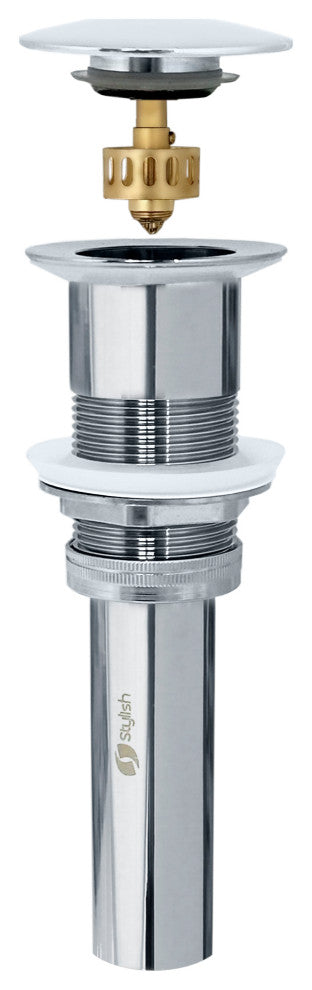 STYLISH Polished Chrome Pop-Up Bathroom Sink Drain without Overflow