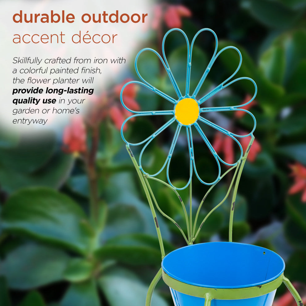 Blue Flower Planter Stand