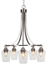 Paramount 5-Light Chandelier, Brushed Nickel, 5" Clear Bubble Glass
