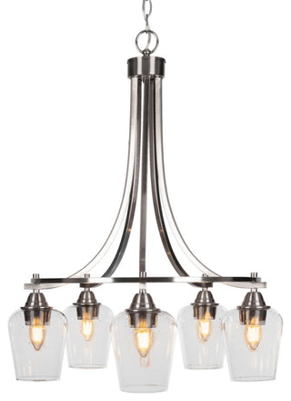 Paramount 5-Light Chandelier, Brushed Nickel, 5" Clear Bubble Glass