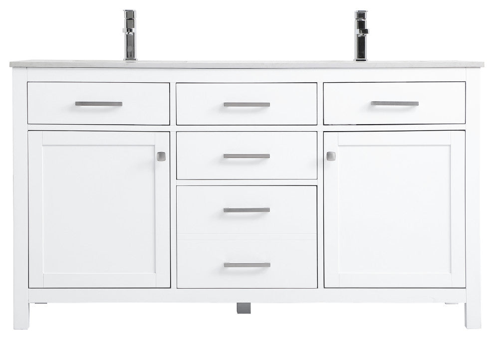 60" Double Bathroom Vanity, White