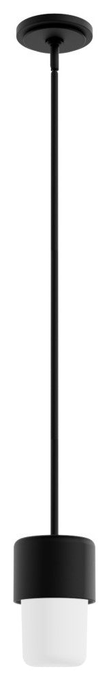 Station Natural Iron, Frosted Cased White Glass 1 Light Pendant Ceiling Light