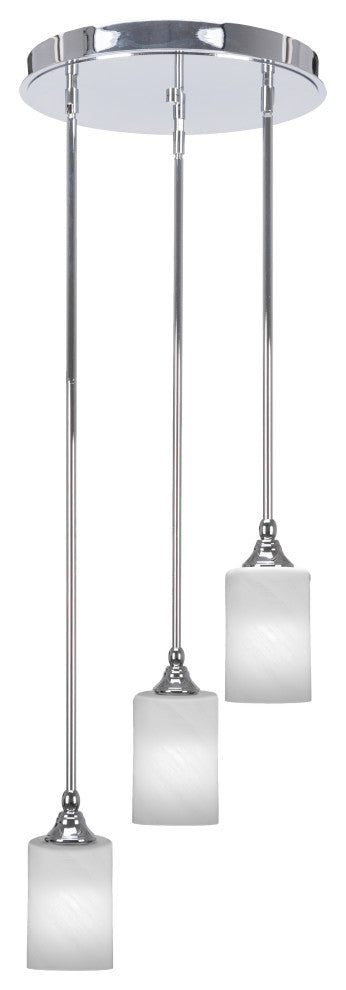 Empire 3-Light Cluster Pendalier, Chrome/White Marble