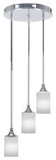 Empire 3-Light Cluster Pendalier, Chrome/White Marble