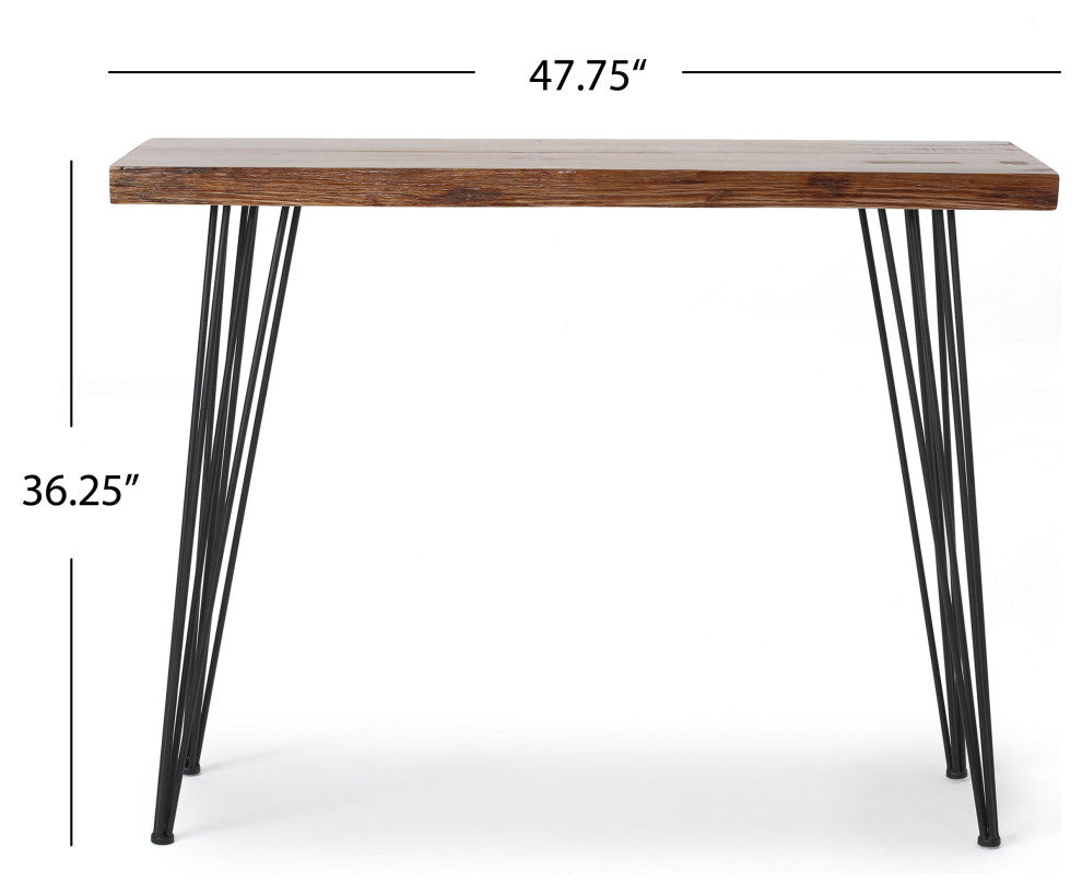GDF Studio Regent Natural Finish Firwood Faux Live Edge Console Table