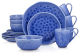 Stone Lain Constance Porcelain 16 Piece Dinnerware Set, Blue
