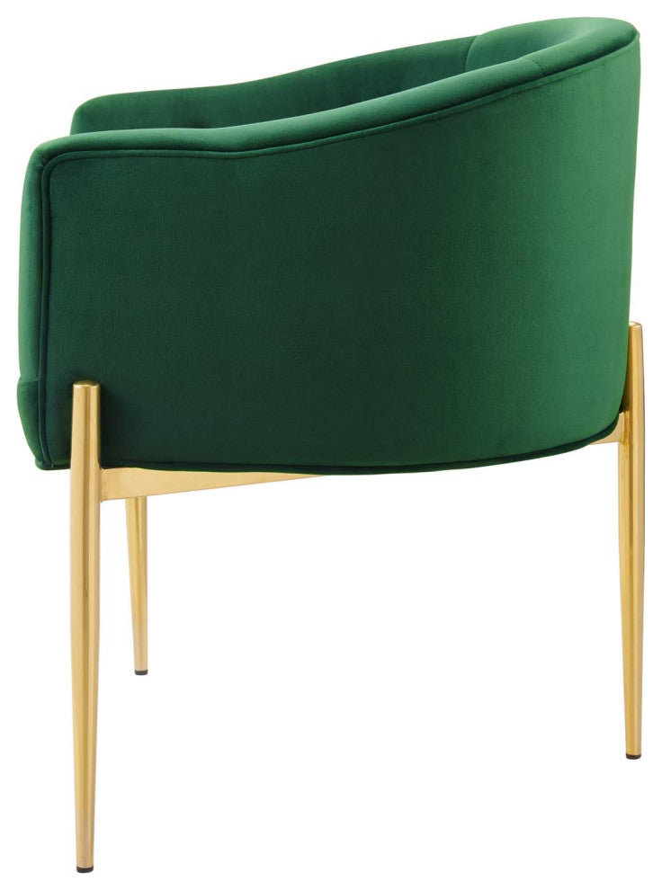 Tufted Accent Chair, Set of 2, Velvet, Metal, Green, Modern, Lounge Hospitality