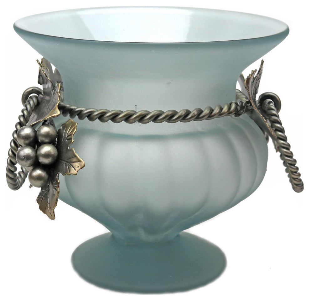 Grape Vine Wrought Iron and Glass Jardiniere