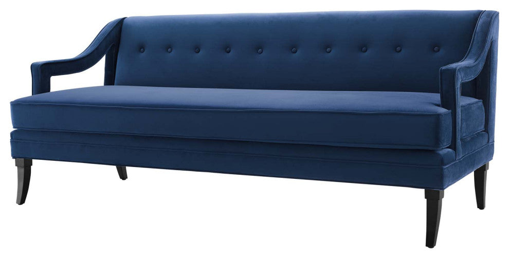Armchair and Sofa Set, Set of 2, Velvet, Blue Navy, Modern, Lounge Hospitality