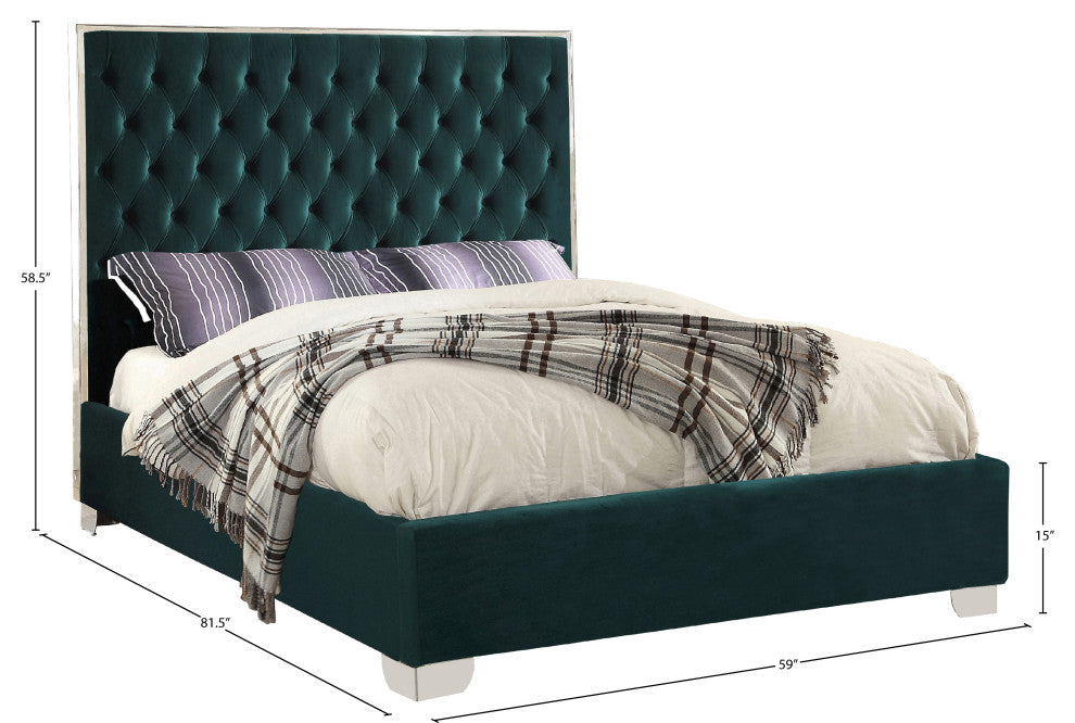 Lexi Velvet Bed, Green, Full