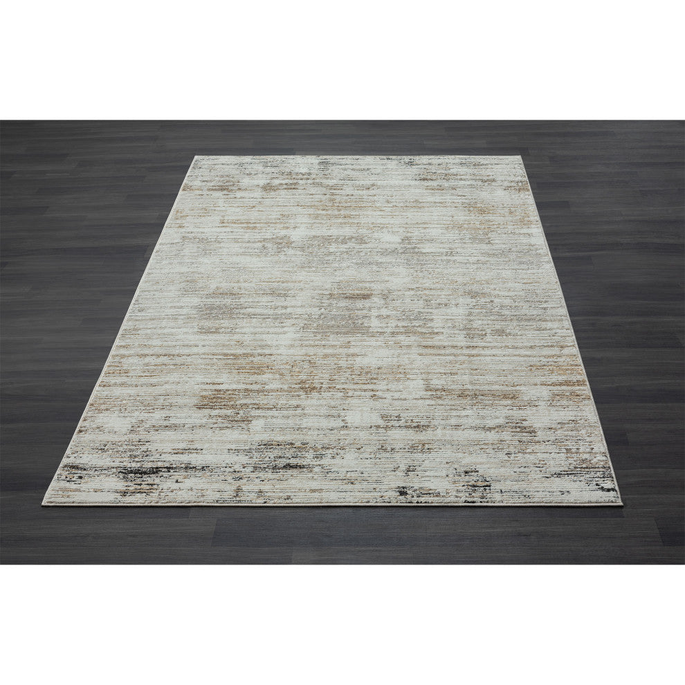 Brimah Gray/Ivory/Multi Distressed Stripe High-Low Indoor Area Rug, 7'9" X 9'9"