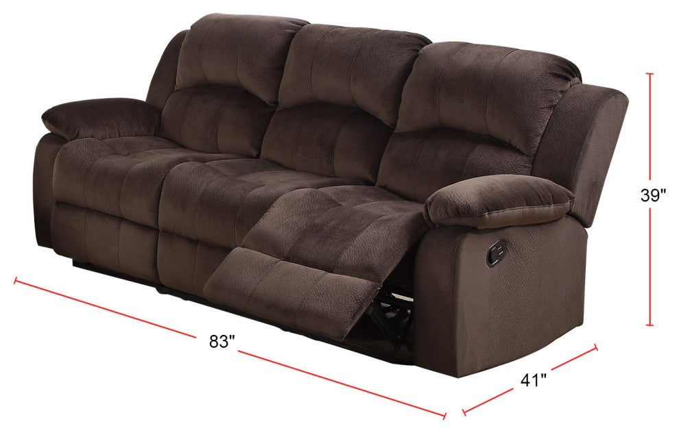Padded Suede Motion Sofa in Chocolate