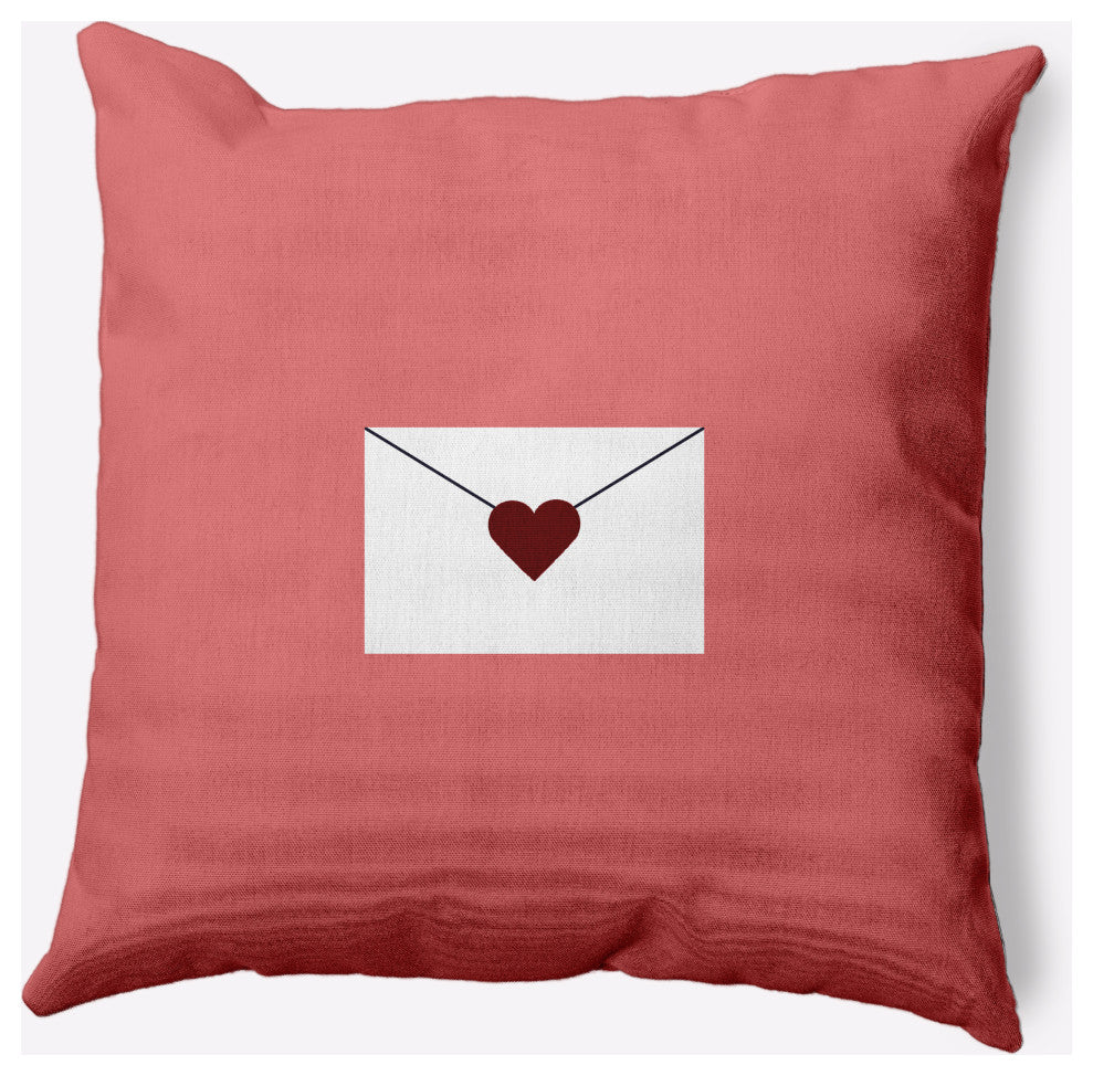 Love Letter Valentines Decorative Throw Pillow, Coral/Maroon, 20"x20"