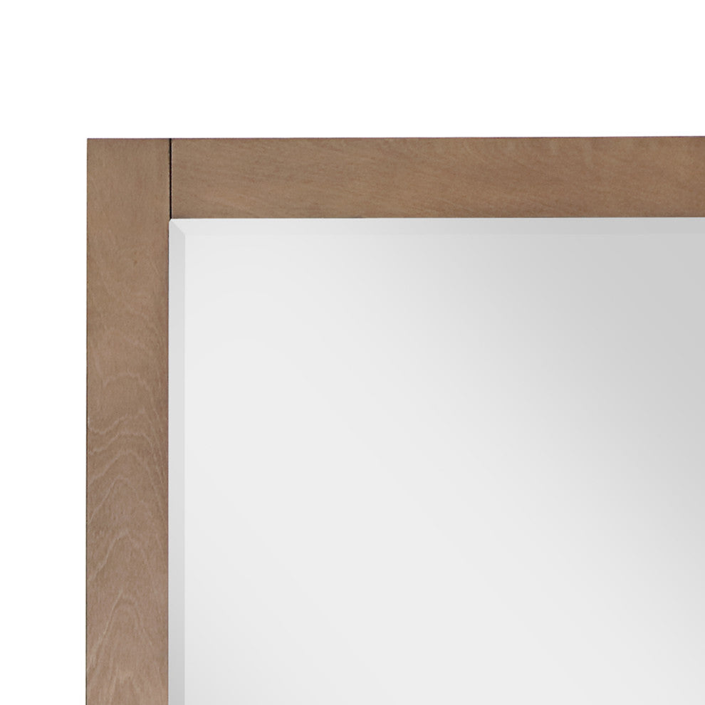 Ivy Rectangular Bathroom Wood Framed Wall Mirror, Brown Pine, 24"